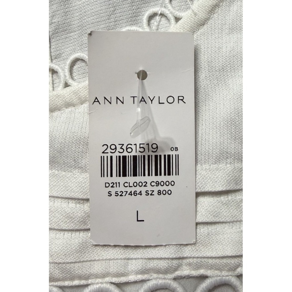 NWT Ann Taylor Womens Short Sleeve White Pullover Top Blouse Shirt Size Large - Picture 4 of 10